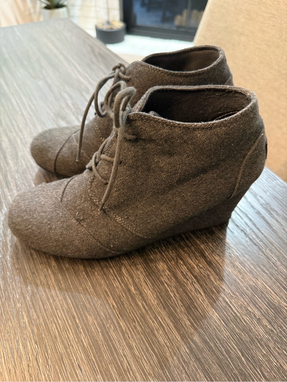 Wedge Ankle Boots in Dark Gray